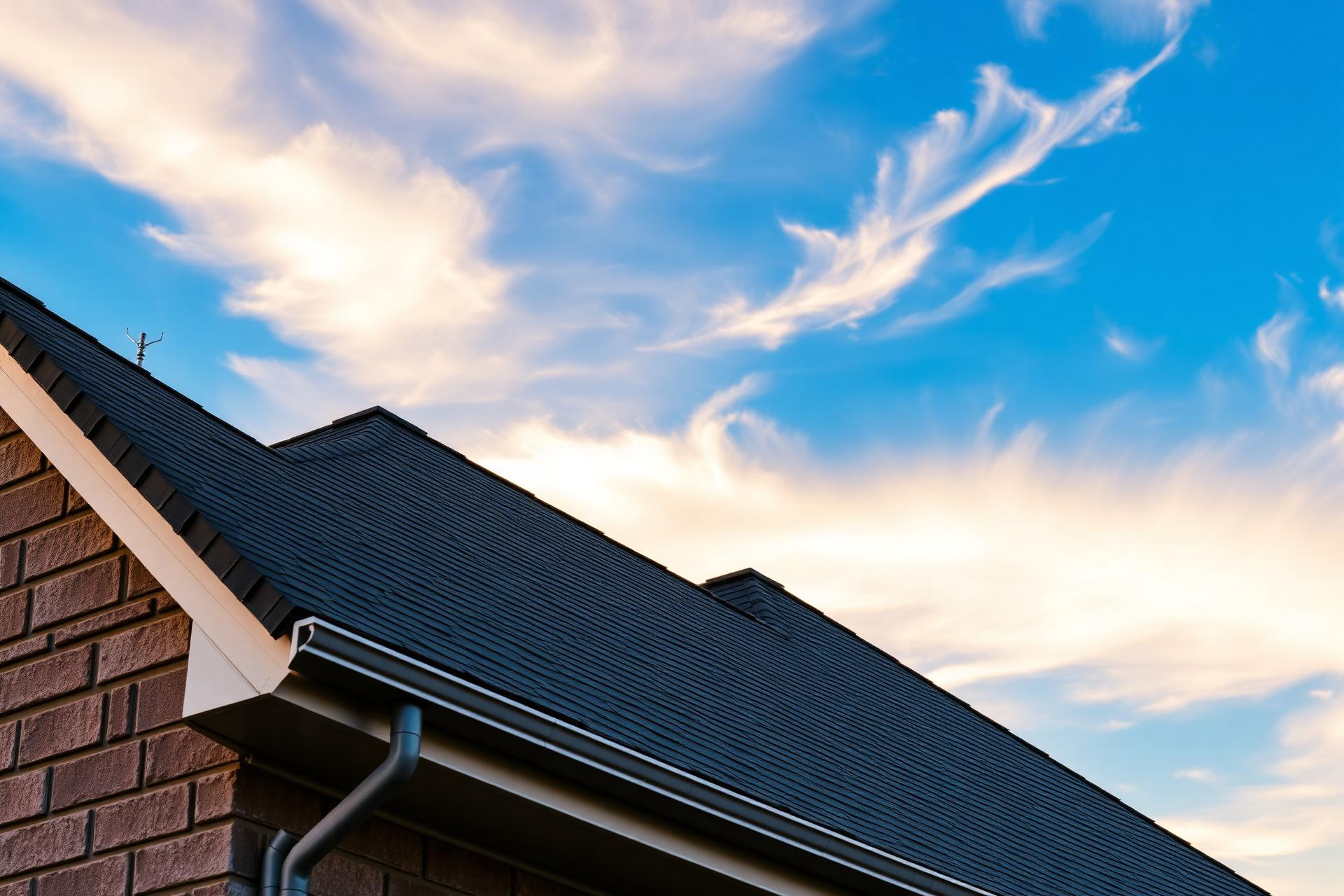 New asphalt shingle roof at sunset on a North Jersey home